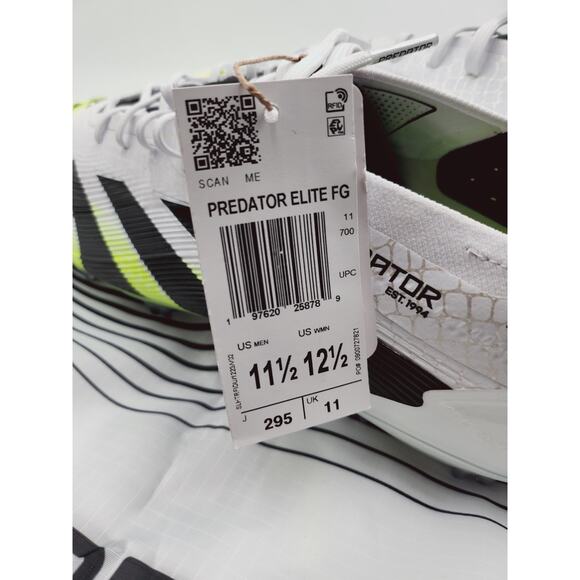 Men\'s 11.5 adidas Predator Elite FG Cloud White Black Lucid Lemon JI1082 New main image 6